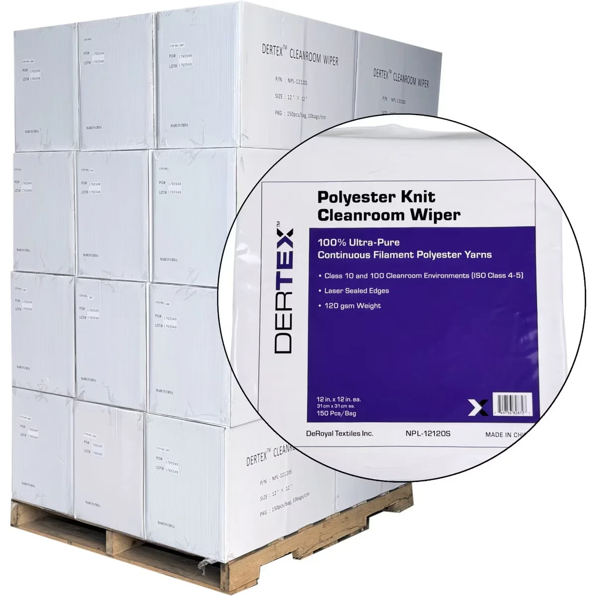 Lint‑Free Cleanroom Wipes 12″ × 12″ (Dertex) – Pallet Bulk